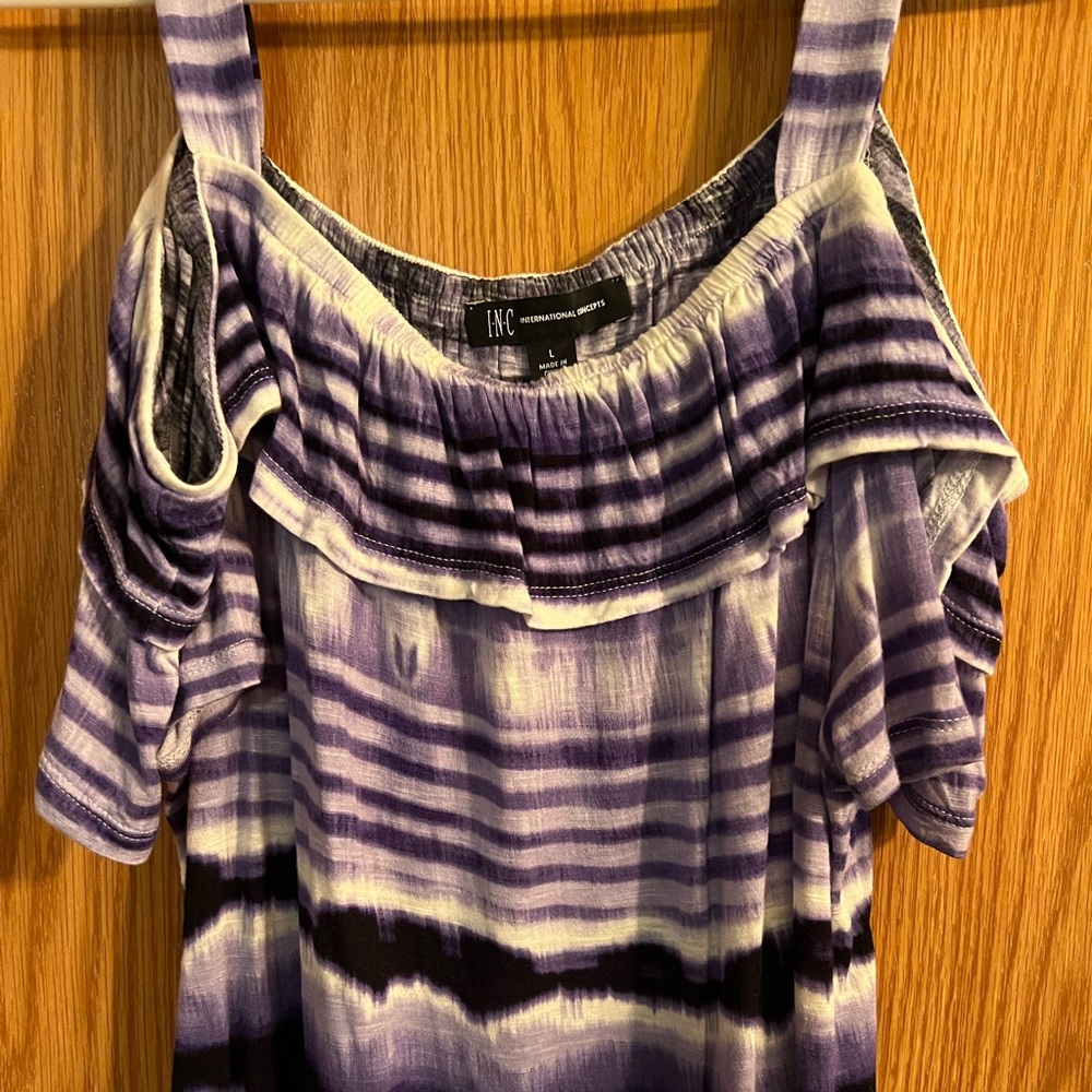 International Concepts Purple Tie Dye Cold Shoulder